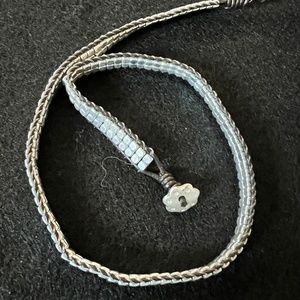 Wrap around leather, sterling silver bracelet